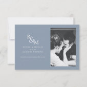Modern Blue Monogram Save the Date Foto (Vorderseite)