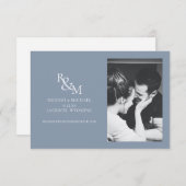 Modern Blue Monogram Save the Date Foto (Vorne/Hinten)