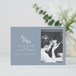 Modern Blue Monogram Save the Date Foto