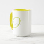 Modern Blue Monogram & Script Name Personalized  Tasse (Vorderseite Links)