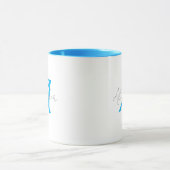 Modern Blue Monogram & Script Name Personalized  Tasse (Zentrum)