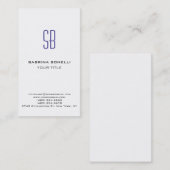 Modern Blue Monogram White Niedlich Business Card Visitenkarte (Vorne/Hinten)