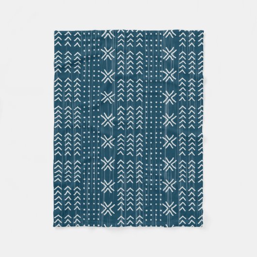 Modern Blue Mud Tuch Afrikanisches Muster Fleecedecke (Vorderseite)