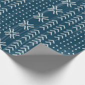 Modern Blue Mud Tuch Afrikanisches Muster Geschenkpapier (Ecke)