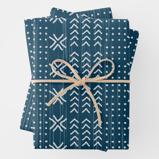 Modern Blue Mud Tuch Afrikanisches Muster Geschenkpapier Set (Beispiel)