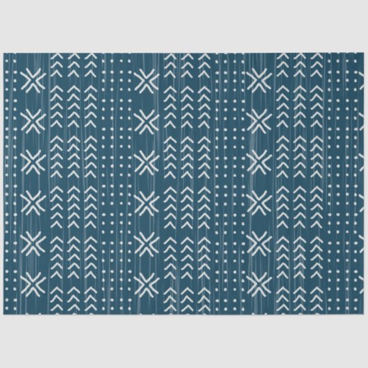 Modern Blue Mud Tuch Afrikanisches Muster Seidenpapier (Vorderseite)