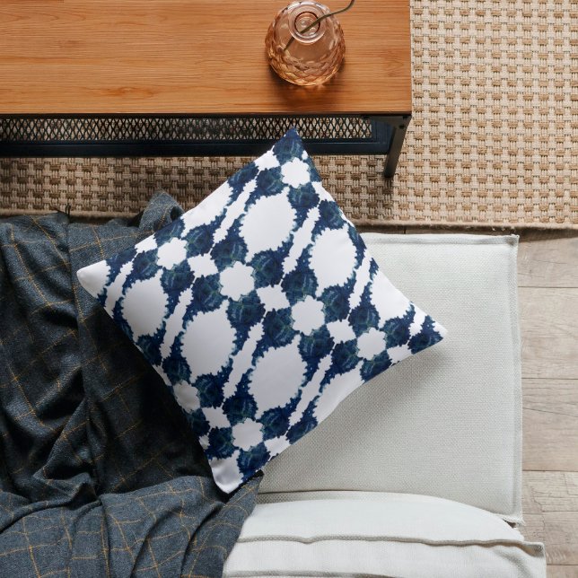 Modern blue Murex seashell abstrakt künstlerisch Kissen (Von Creator hochgeladen)