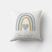 Modern Blue Muted Rainbow Baby Boy Birth Stats Kissen (Rückseite)