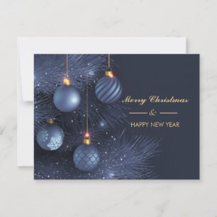 Modern Blue Navy frohe Weihnachten Glück Neues Jah Postkarte