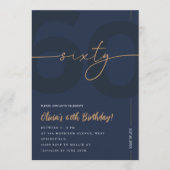 Modern Blue Navy & Gold 60th Birthday Invitation Einladung (Vorderseite)