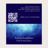 Modern Blue Nebula Custom Text QR Code Pastor Visitenkarten (Außenseite Aufgefaltet)