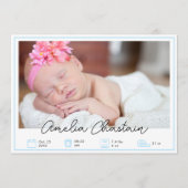 Modern Blue Newborn Baby Photo Collage Birth Ankündigung (Vorderseite)