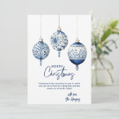 Modern Blue Nordic Style Ornamente Weihnachten (Stehend Vorderseite)