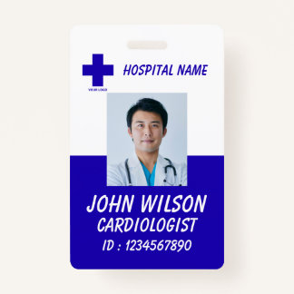 Modern Blue Nurse Photo ID Badge Template Ausweis