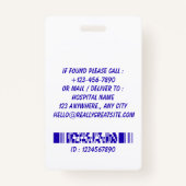 Modern Blue Nurse Photo ID Badge Template Ausweis (Rückseite)