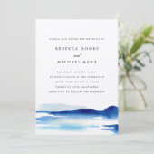 Modern Blue Ocean Watercolor Wedding Einladung (Stehend Vorderseite)