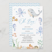 Modern Blue Oh Boy Under Sea Baby Dusche Einladung (Vorne/Hinten)
