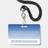 Modern Blue Ombre Beruflich Name Tag Ausweis (Rückseite mit Lanyard)