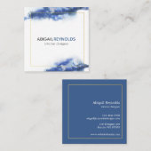 Modern Blue Ombre Marble Beruflich Quadratische Visitenkarte (Vorne/Hinten)