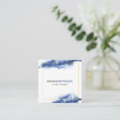Modern Blue Ombre Marble Beruflich Quadratische Visitenkarte (Stehend Vorderseite)