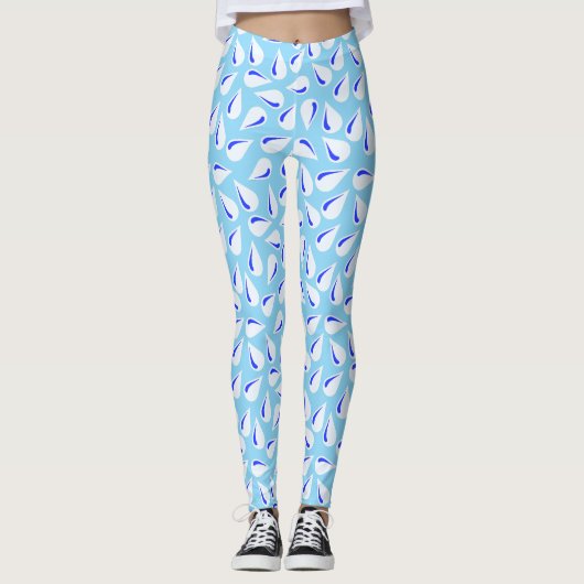 Modern Blue on Blue Flick Pattern Leggings (Vorderseite)