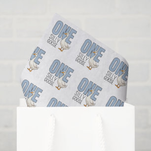 Modern Blue One Silly Goose Erster Geburtstag Seidenpapier