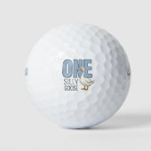 Modern Blue One Silly Goose First Birthday Golfball (Vorderseite)