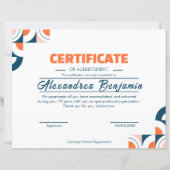 Modern Blue Orange Certificate of Achievement Prof (Vorderseite)