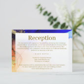 Modern Blue Orange Gold Wedding Begleitkarte (Stehend Vorderseite)