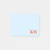 Modern Blue Orange Monogram Initials Personalized Post-it Klebezettel (Vorderseite)
