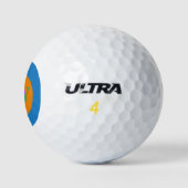 Modern Blue Orange Pink Monogram Custom Text Golfball (Logo)