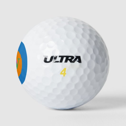 Modern Blue Orange Pink Monogram Custom Text Golfball (Logo)