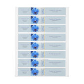 Modern Blue Orchid Floral Gold Trim Einladung Rundum-Adressaufkleber (Bogen)