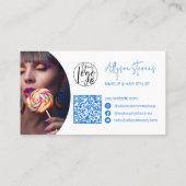 Modern Blue Paint Beauty Makeup Haar Logo qr Visitenkarte (Rückseite)