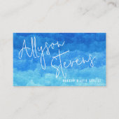 Modern Blue Paint Beauty Makeup Haar Logo qr Visitenkarte (Vorderseite)