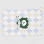 Modern Blue Pattern Green Golf Ball Name Monogram Golfhandtuch (Horizontal)