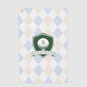 Modern Blue Pattern Green Golf Ball Name Monogram Golfhandtuch (Vorderseite)