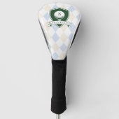 Modern Blue Pattern Green Golfer Name Monogram Golf Headcover (Vorderseite)