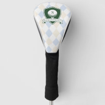 Modern Blue Pattern Green Golfer Name Monogram
