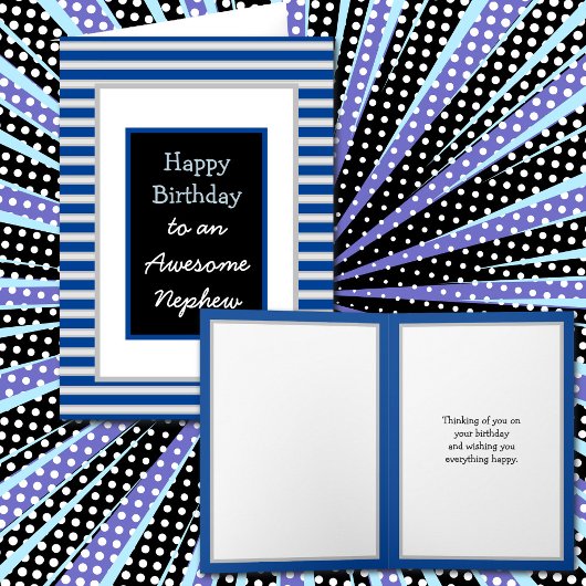 Modern Blue Personalisiert Happy Birthday Nephew Karte