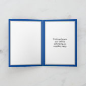 Modern Blue Personalisiert Happy Birthday Nephew Karte (Innenseite)