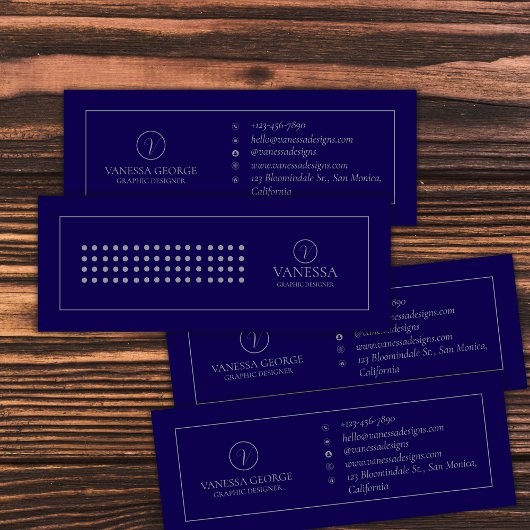 Modern Blue Personalisiert Monogram Beruflich Mini Visitenkarte