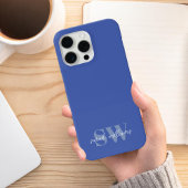 Modern Blue Personalisiert Monogram Name iPhone Hülle
