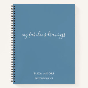 Modern Blue Personalisiert Sketchbook Ihr Name Notizblock