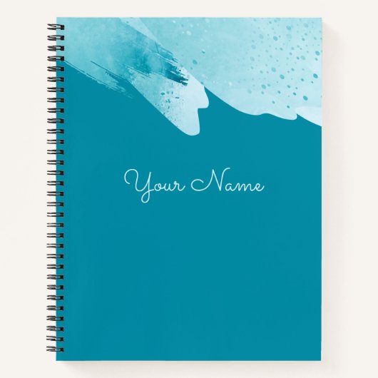 Modern Blue Personalisierter Skriptname Notizblock (Vorderseite)
