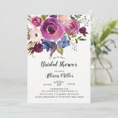 Modern Blue Pflaume Bridal Dusche Einladung (Stehend Vorderseite)