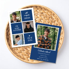 Modern Blue Photo Graduation Party Invitation Einladung