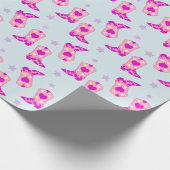 Modern Blue Pink Cowgirl Western Boots Stars Geschenkpapier (Ecke)