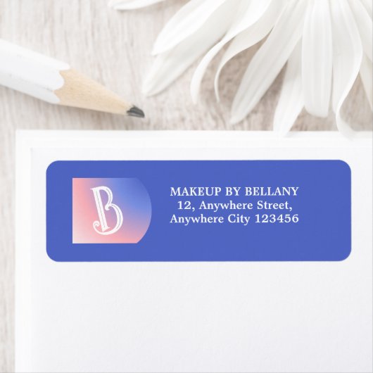 Modern Blue Pink Gradient Monogram Makeust Artist (Insitu)