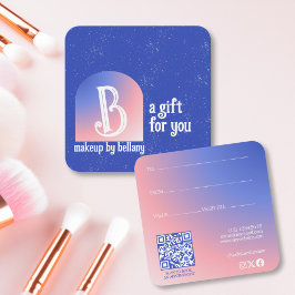 Modern Blue Pink Gradient Monogram Makeust Artist